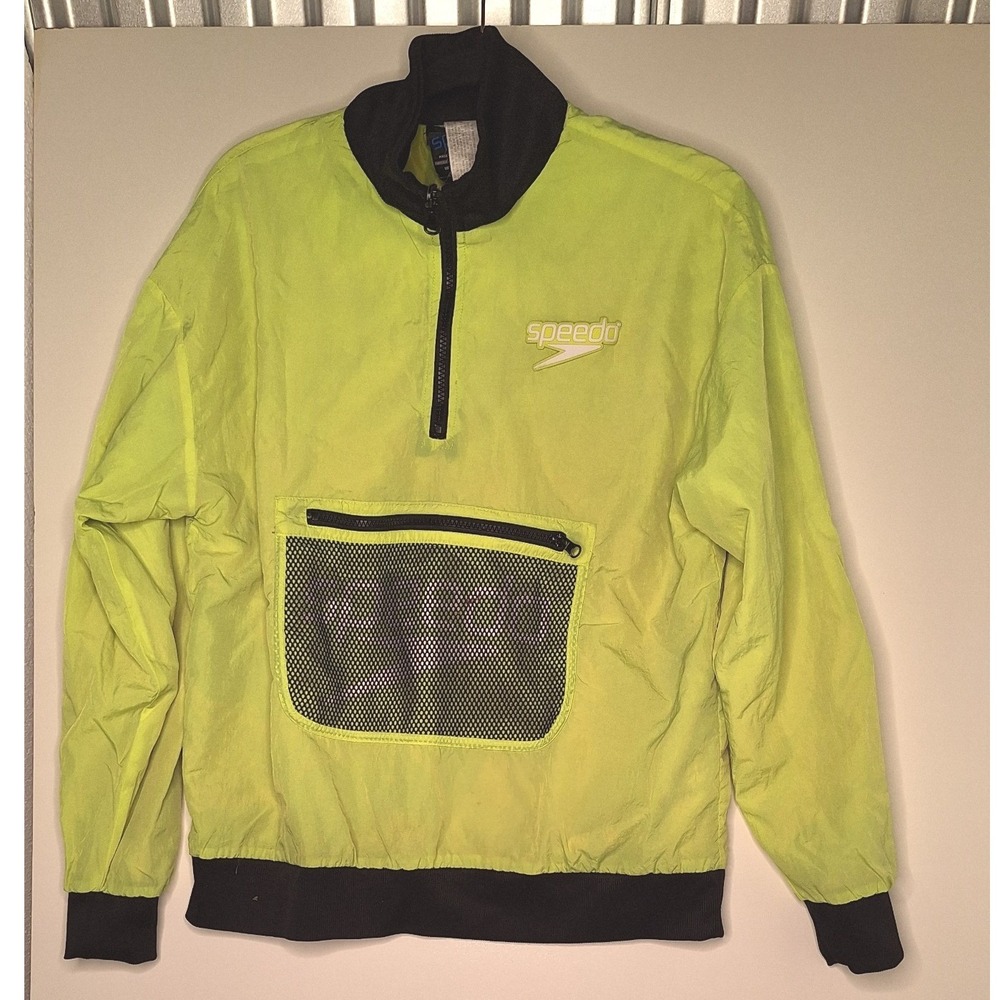 Speedo x Forever 21 Reversible Windbreaker Neon Green Marble Swirl Jacket Small